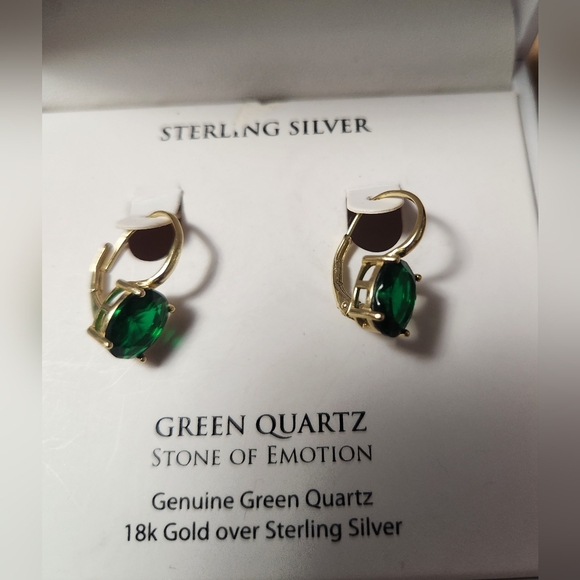 MACY'S, GENUINE GREEN QUARTZ EARRINGS, STONE OF EMOTION, MACY'S FINEST - Picture 6 of 6